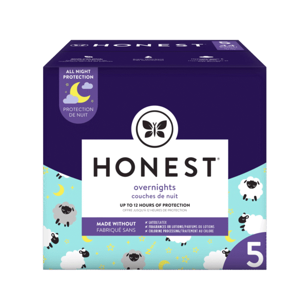 The Honest Company Overnight Baby Diapers, Sleepy Sheep, Size 5, 44 ct