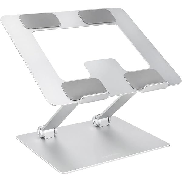  Sturdy and Portable Ergonomic Laptop Stand for Desk, Adjustable Riser, Fits all Laptops and Notebooks up to 17.3 Inch, Silver, 10 x 8.7 x 6 in