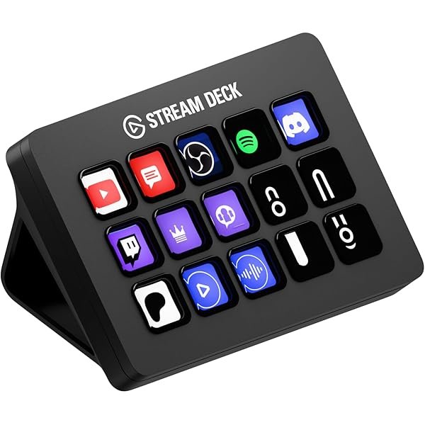  Stream Deck MK.2 – Studio Controller, 15 macro keys, trigger actions in apps and software like OBS, Twitch, YouTube and more, works with Mac and PC