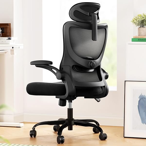  Ergonomic Office Chair: Office Computer Desk Chair with High Back Mesh and Adjustable Lumbar Support Rolling Work Swivel Task Chairs with Wheel 3D Armrests and Headrest